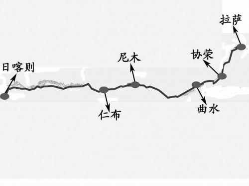 拉日鐵路中途設(shè)置的協(xié)榮、曲水,、尼木、仁布站位置分布示意圖,。記者田俊制圖